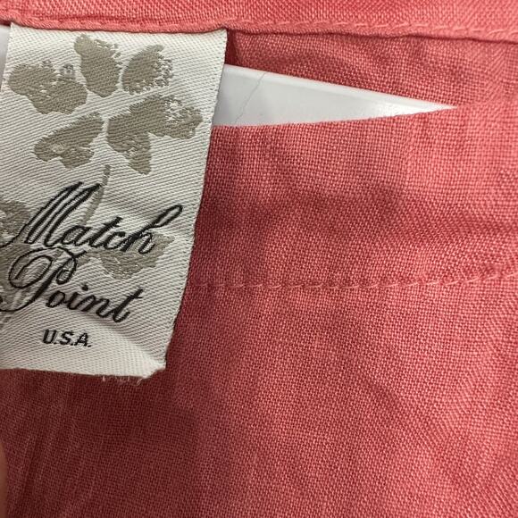Match Point Boxy Crop Linen Top Coral Minimalist Quiet Luxury Women’s Small - Picture 4 of 8